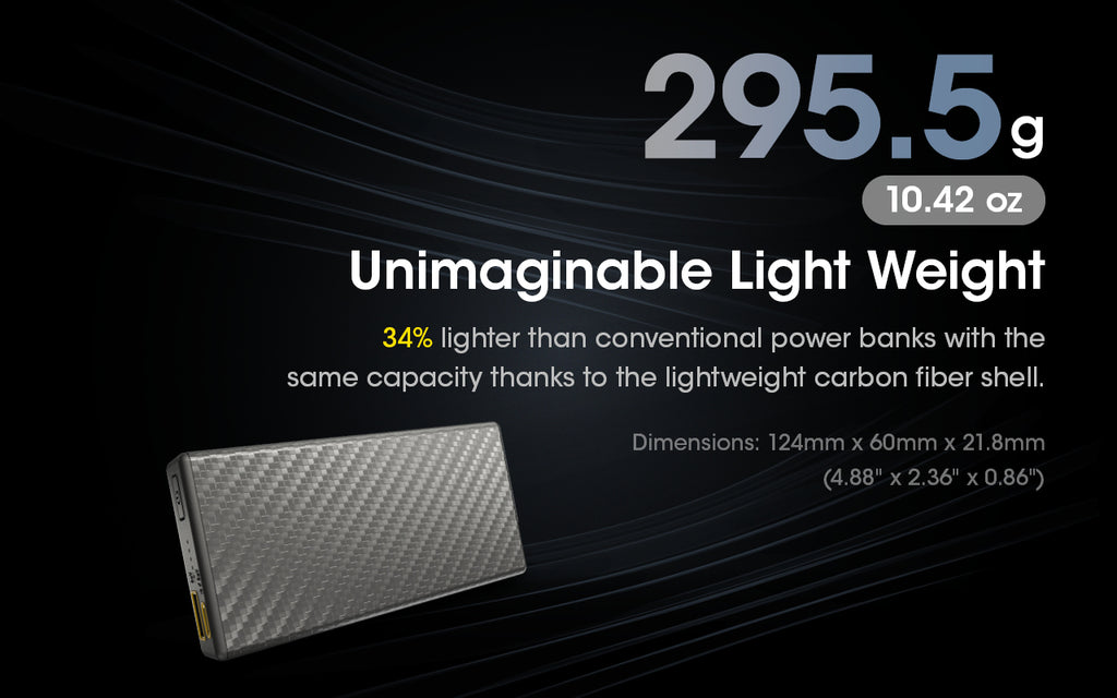 Carbo 20000 Ultra Lightweight 20000mAh Carbon Fiber Quick-Charge Power Bank