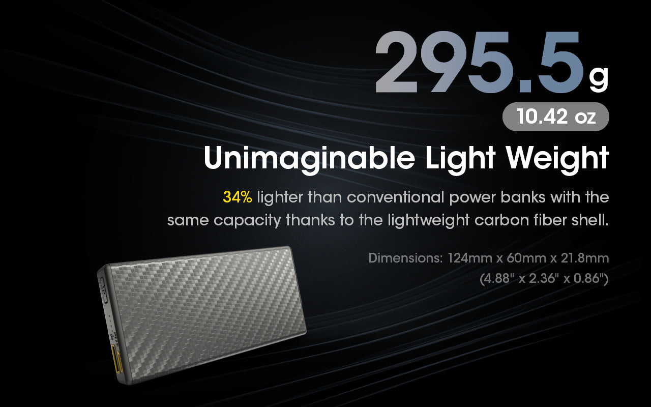 Carbo 20000 Ultra Lightweight 20000mAh Carbon Fiber Quick-Charge Power Bank