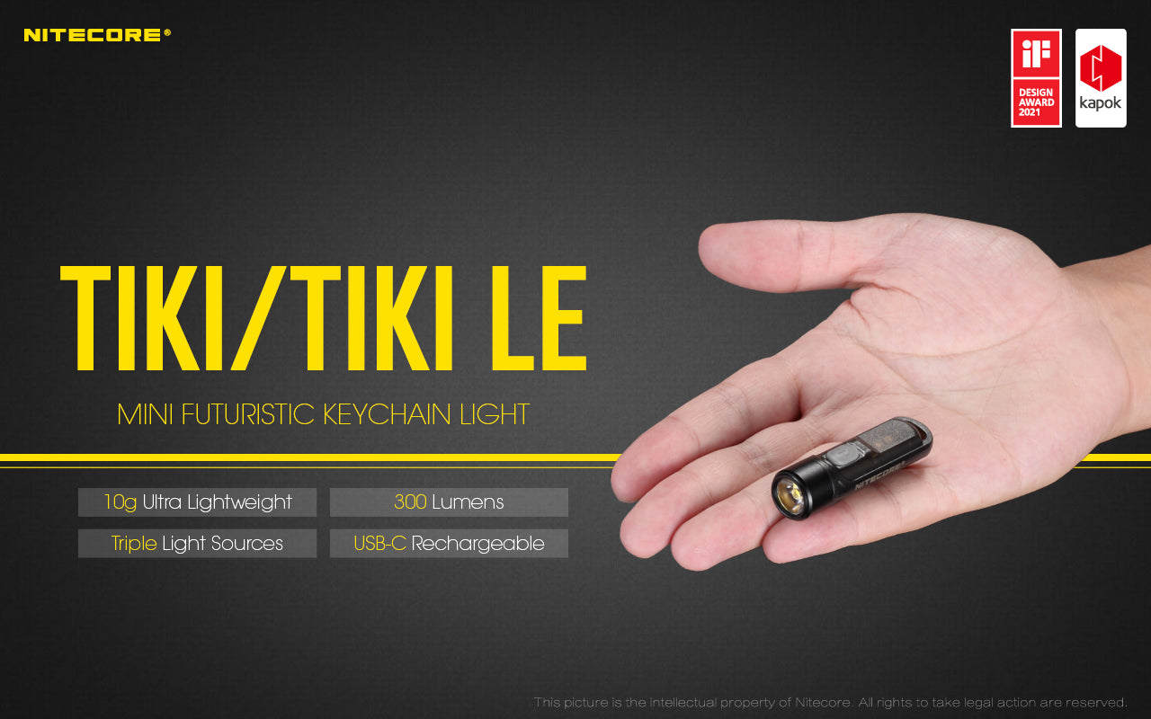 Tiki Mini Futuristic LED Keychain Light 300 Lumens