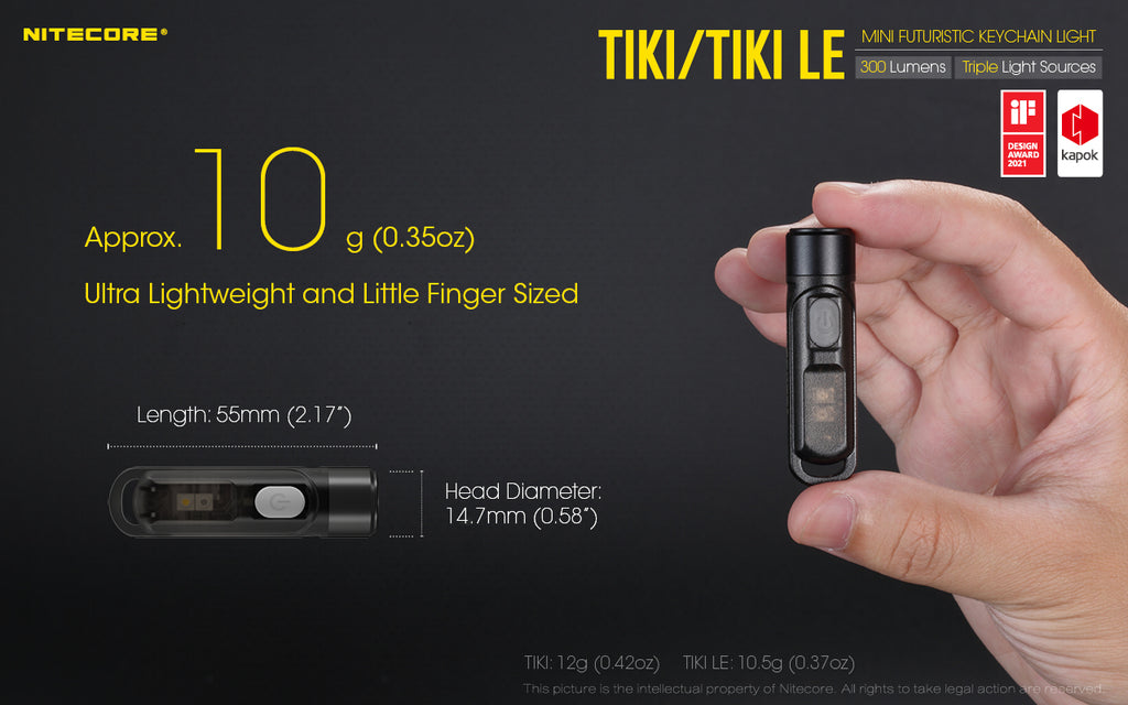 Tiki Mini Futuristic LED Keychain Light 300 Lumens