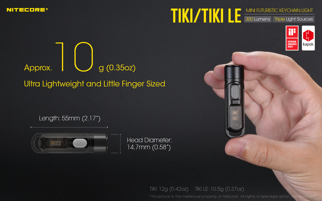 Tiki Mini Futuristic LED Keychain Light 300 Lumens