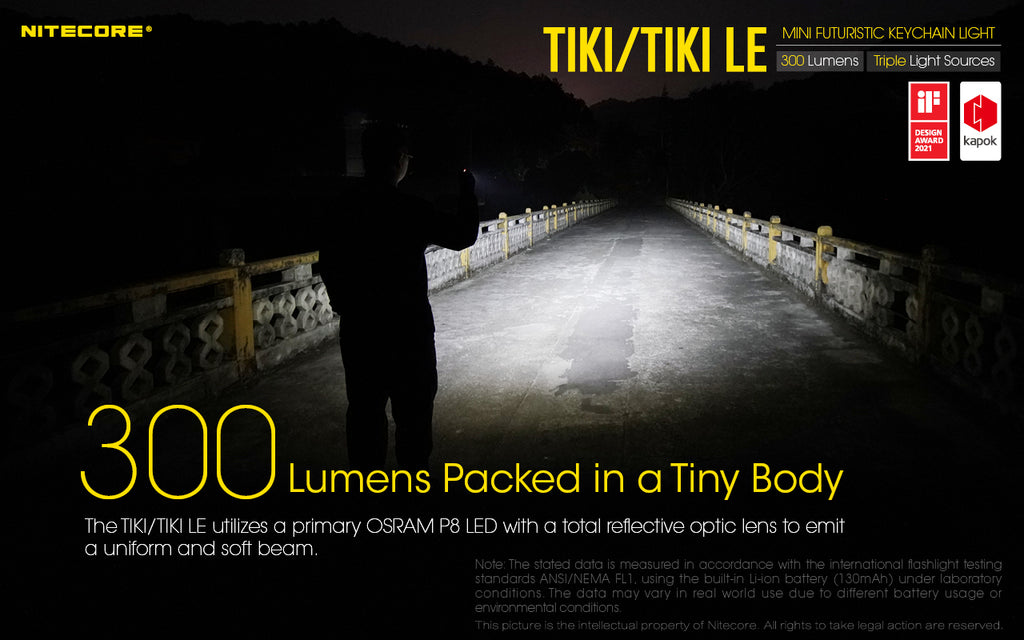 Tiki Mini Futuristic LED Keychain Light 300 Lumens