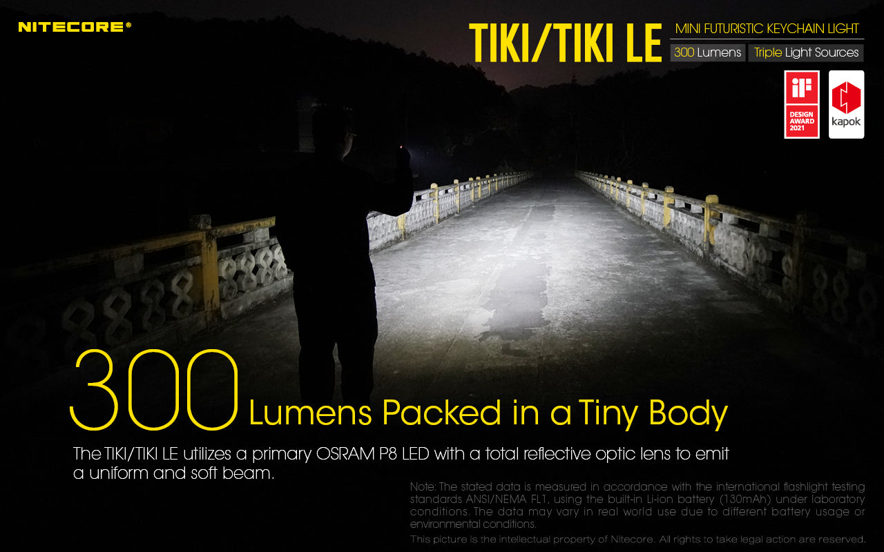 Tiki Mini Futuristic LED Keychain Light 300 Lumens