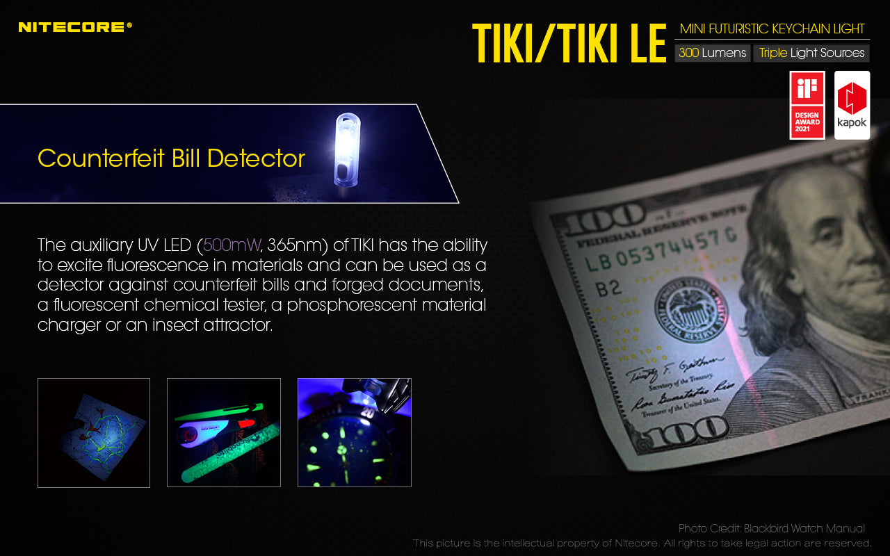 Tiki Mini Futuristic LED Keychain Light 300 Lumens