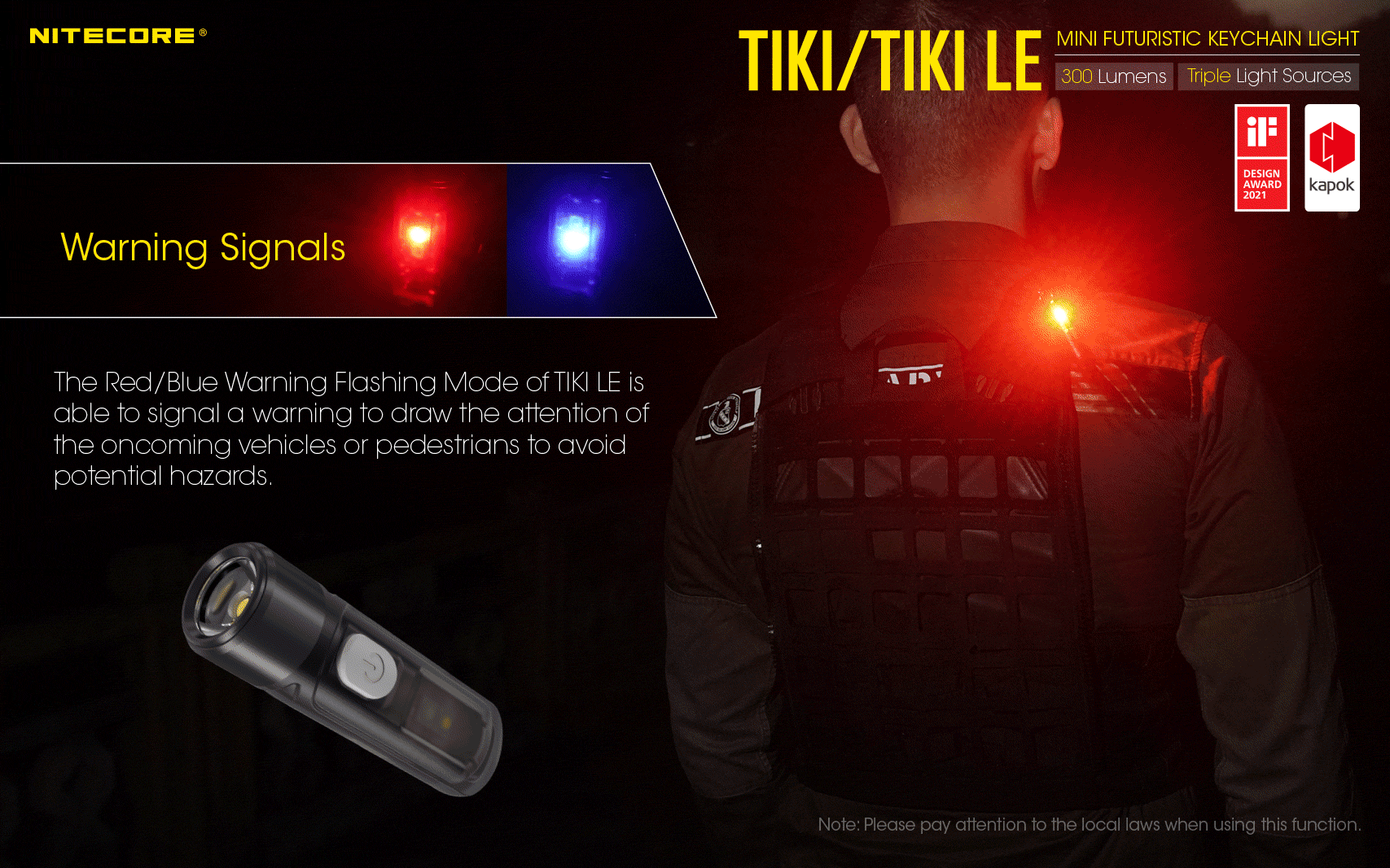 Tiki Mini Futuristic LED Keychain Light 300 Lumens