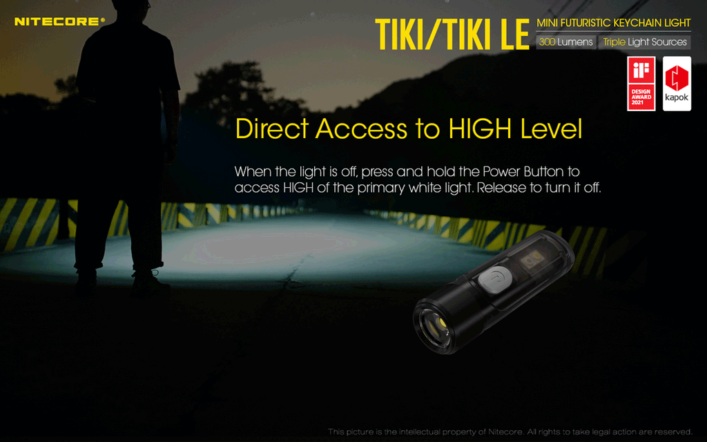 Tiki Mini Futuristic LED Keychain Light 300 Lumens