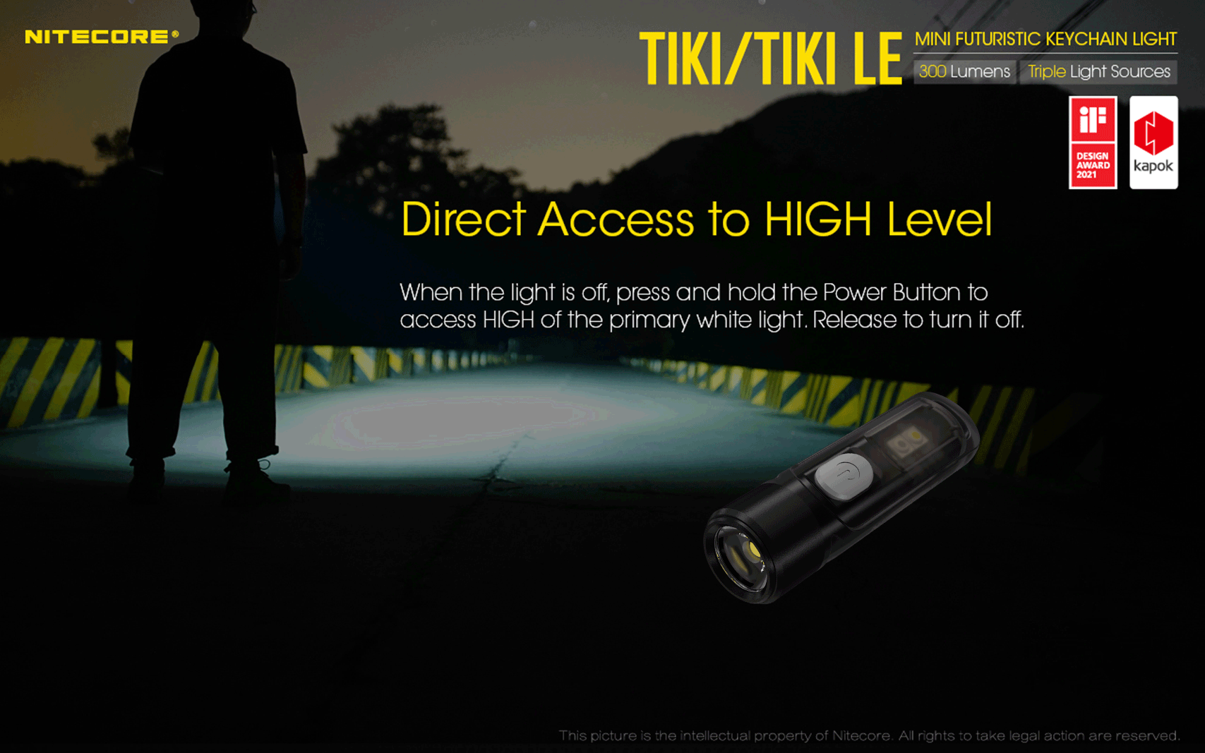 Tiki Mini Futuristic LED Keychain Light 300 Lumens