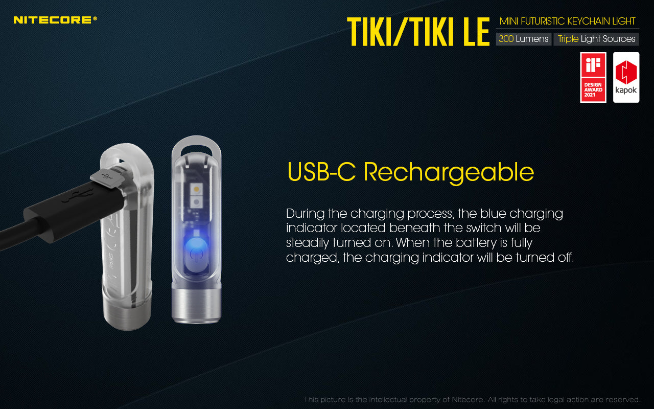 Tiki Mini Futuristic LED Keychain Light 300 Lumens