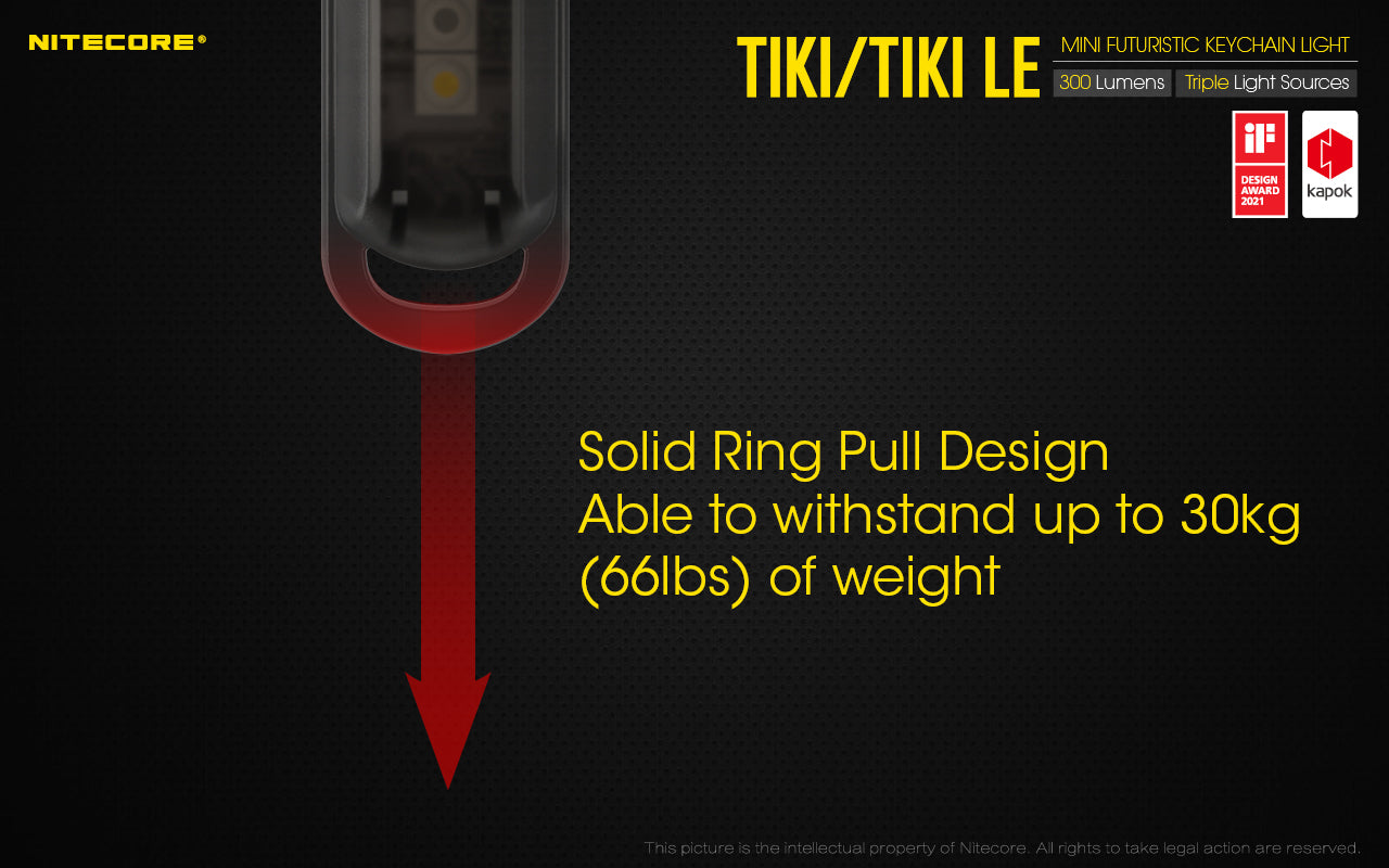 Tiki Mini Futuristic LED Keychain Light 300 Lumens