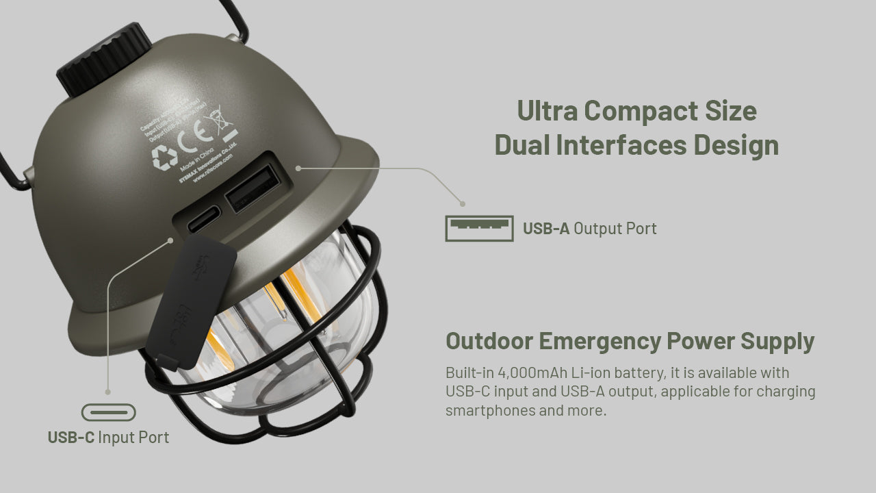LR40 Multifunctional USB-C Rechargeable Camping Lantern