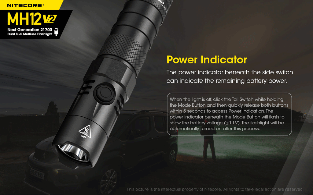 MH12 v2 1200 Lumen USB-C Rechargeable Tactical Flashlight