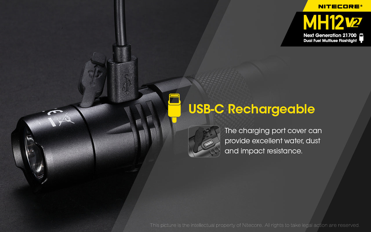 MH12 v2 1200 Lumen USB-C Rechargeable Tactical Flashlight