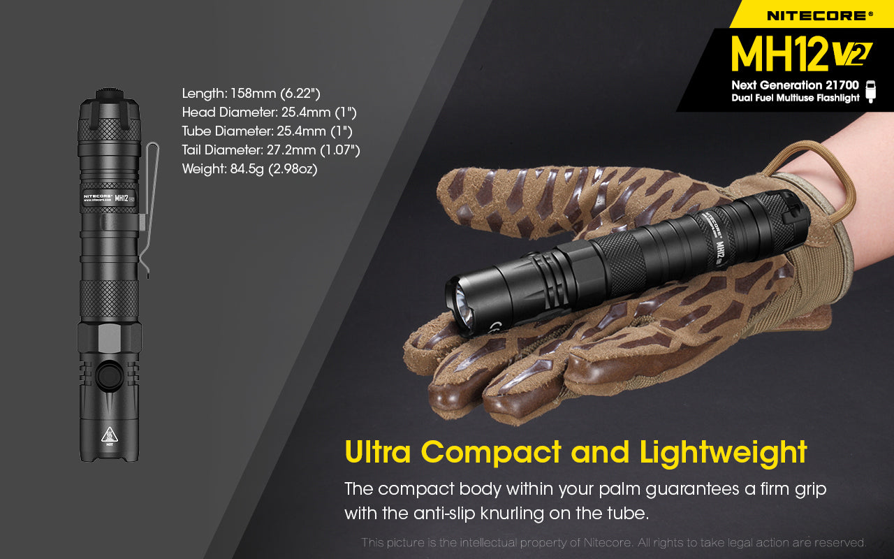 MH12 v2 1200 Lumen USB-C Rechargeable Tactical Flashlight