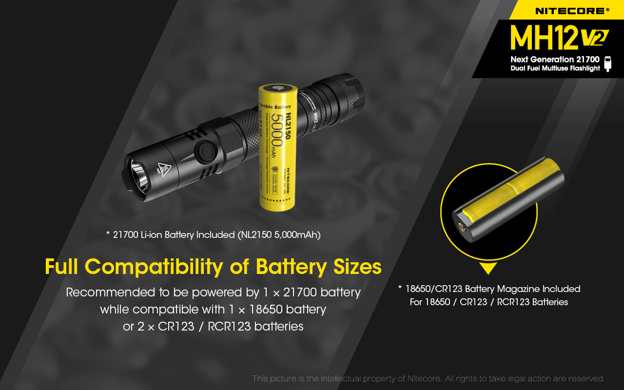 MH12 v2 1200 Lumen USB-C Rechargeable Tactical Flashlight