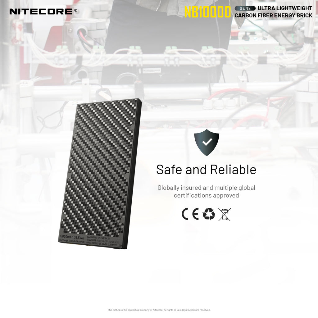 NB10000 Gen3 Ultra-Slim 10000mAh Carbon Fiber Quick-Charge Power Bank