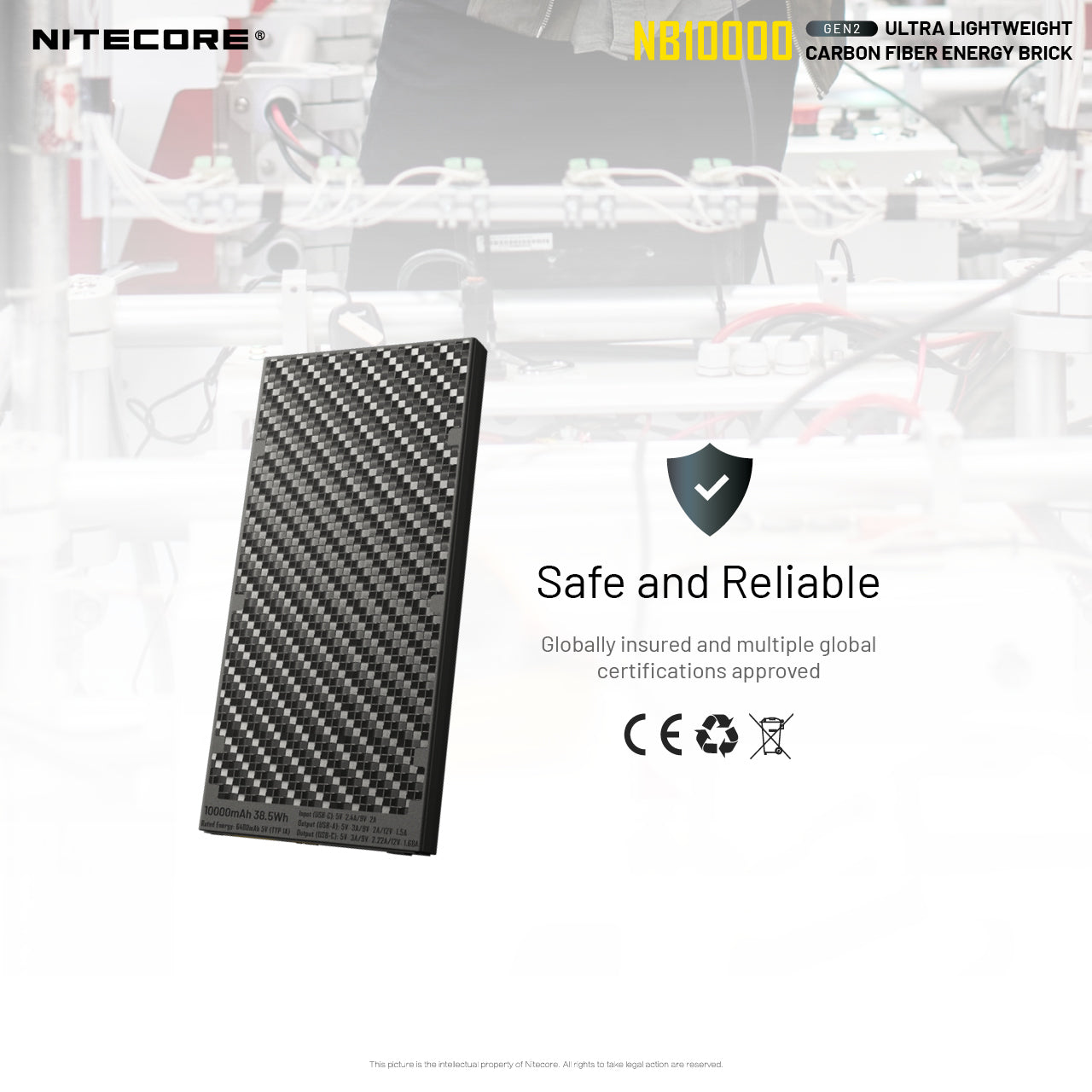 NB10000 Gen3 Ultra-Slim 10000mAh Carbon Fiber Quick-Charge Power Bank