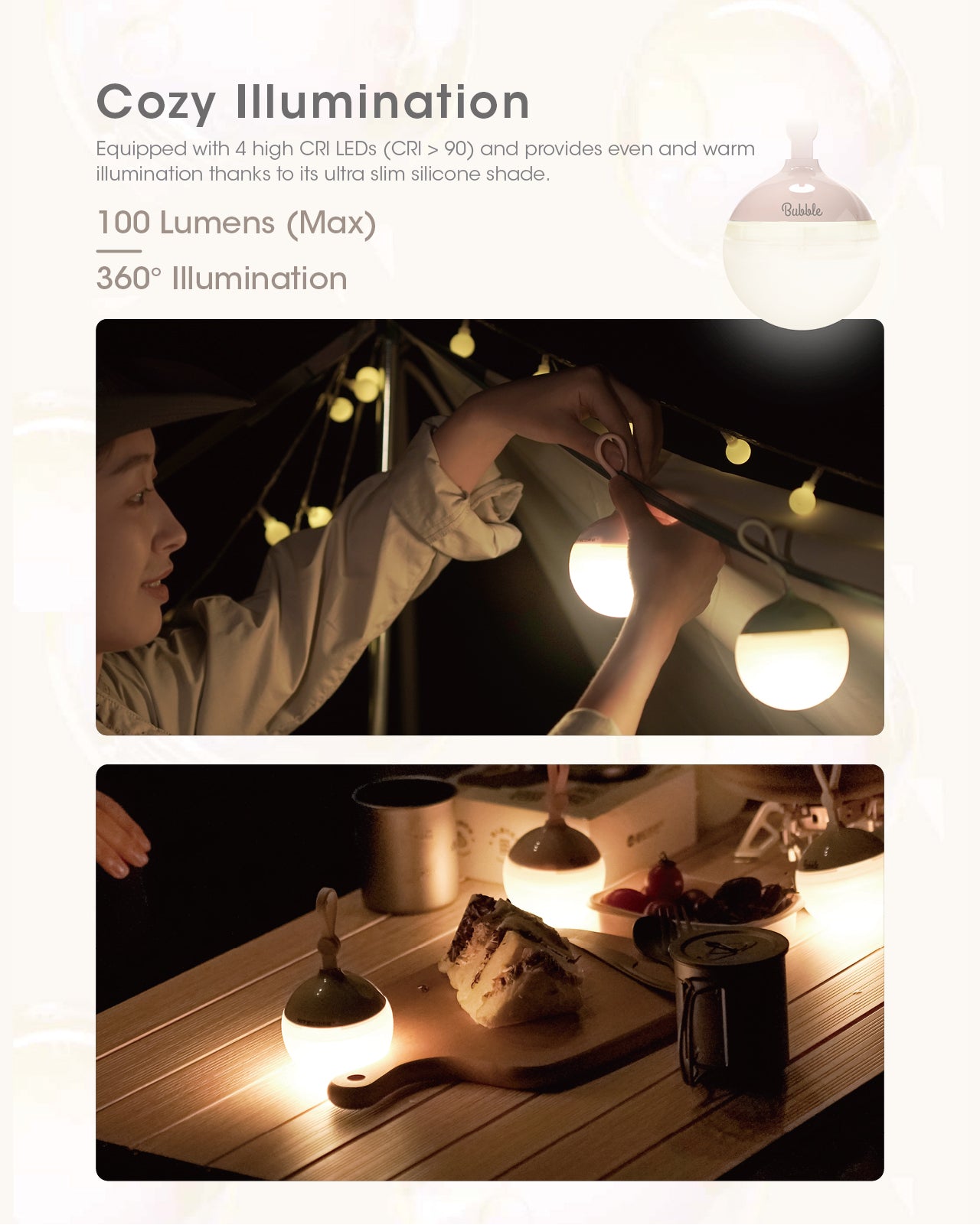 Bubble All-purpose Portable Camping Lantern 100 Lumen
